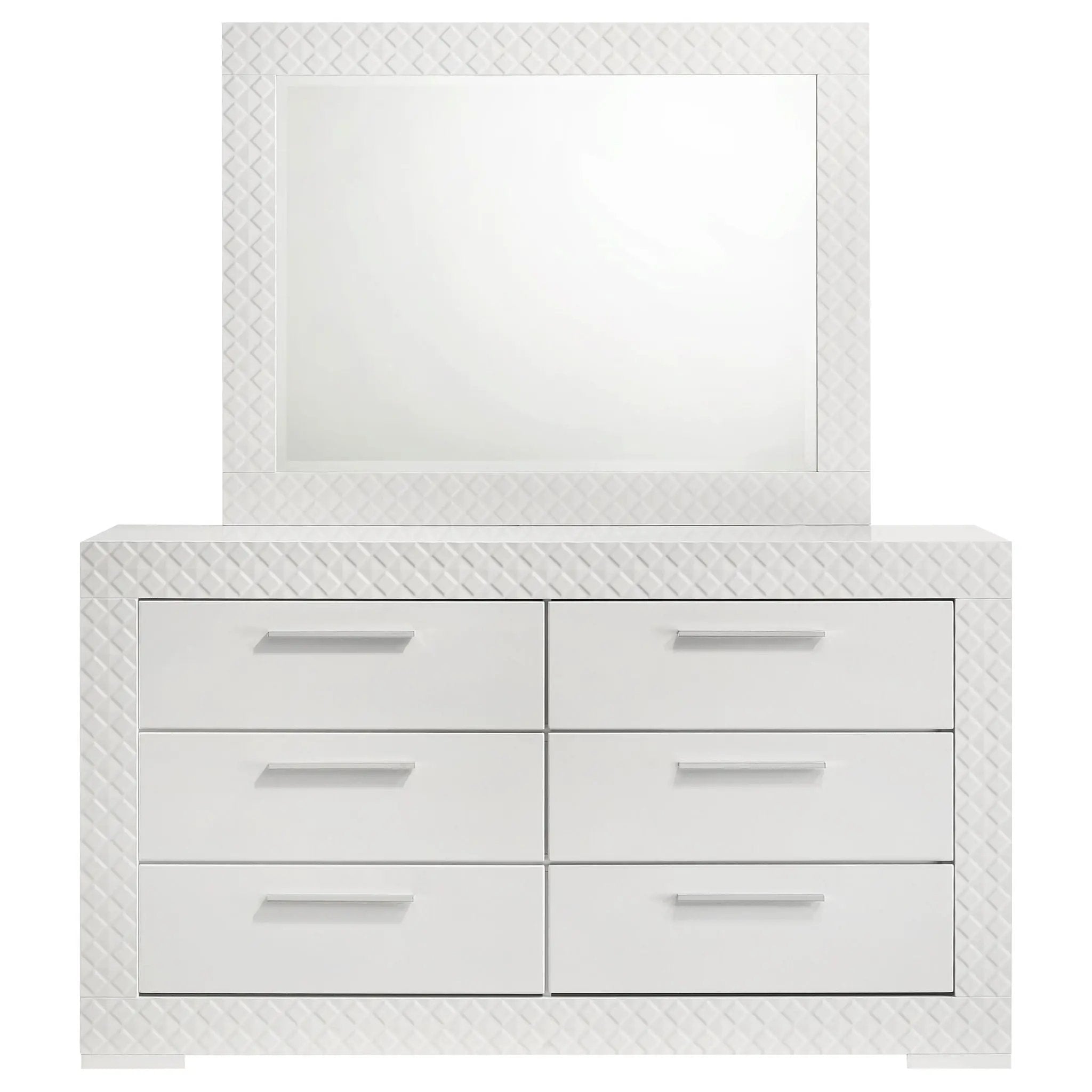 Ives 6-drawer Dresser and Mirror White High Gloss by Unique Piece Furniture
