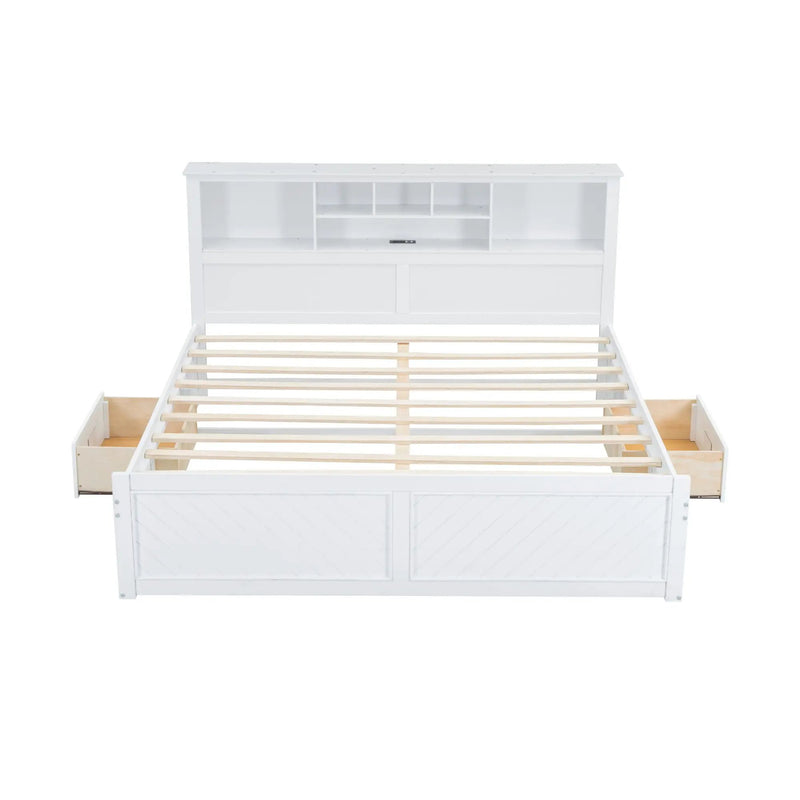 Platform Bed With Multi Storage Headboard, USB And Drawers by Unique Piece Furniture
