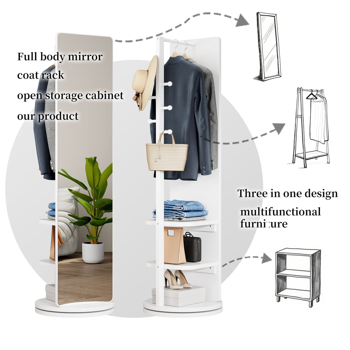 3 In 1 Multifunctional Full Length Clothing Mirror, photo 34 of 35