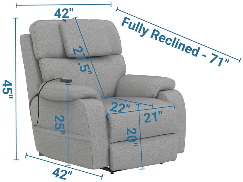 Dreamtime - Power Headrest Power Lay Flat Recliner With CR3 Heat/Massage/Zero Gravity by Unique Piece Furniture