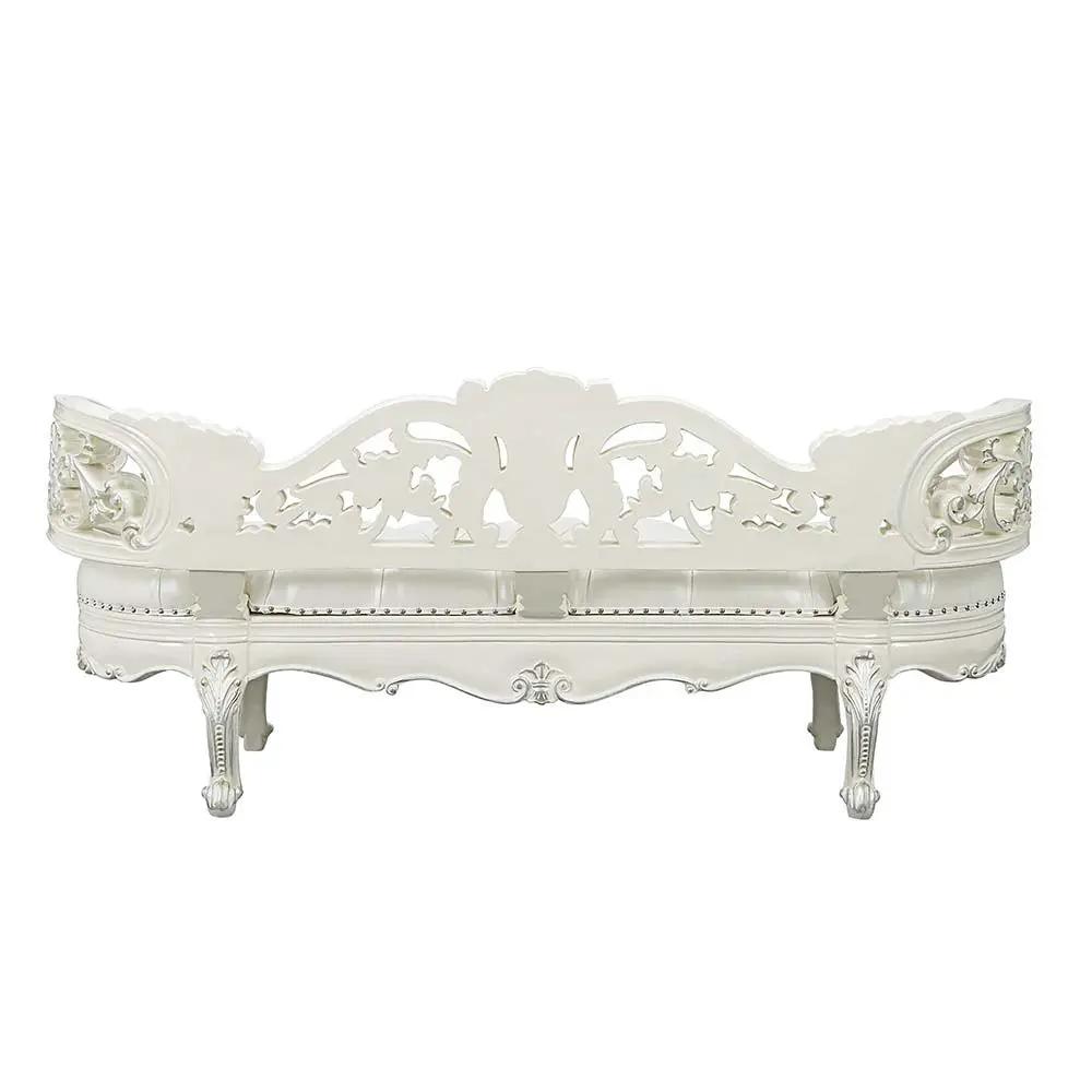 Adara - Bench - Pearl White Synthetic Leather & Antique White by Unique Piece Furniture
