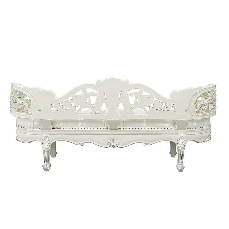 Adara - Bench - Pearl White Synthetic Leather & Antique White by Unique Piece Furniture