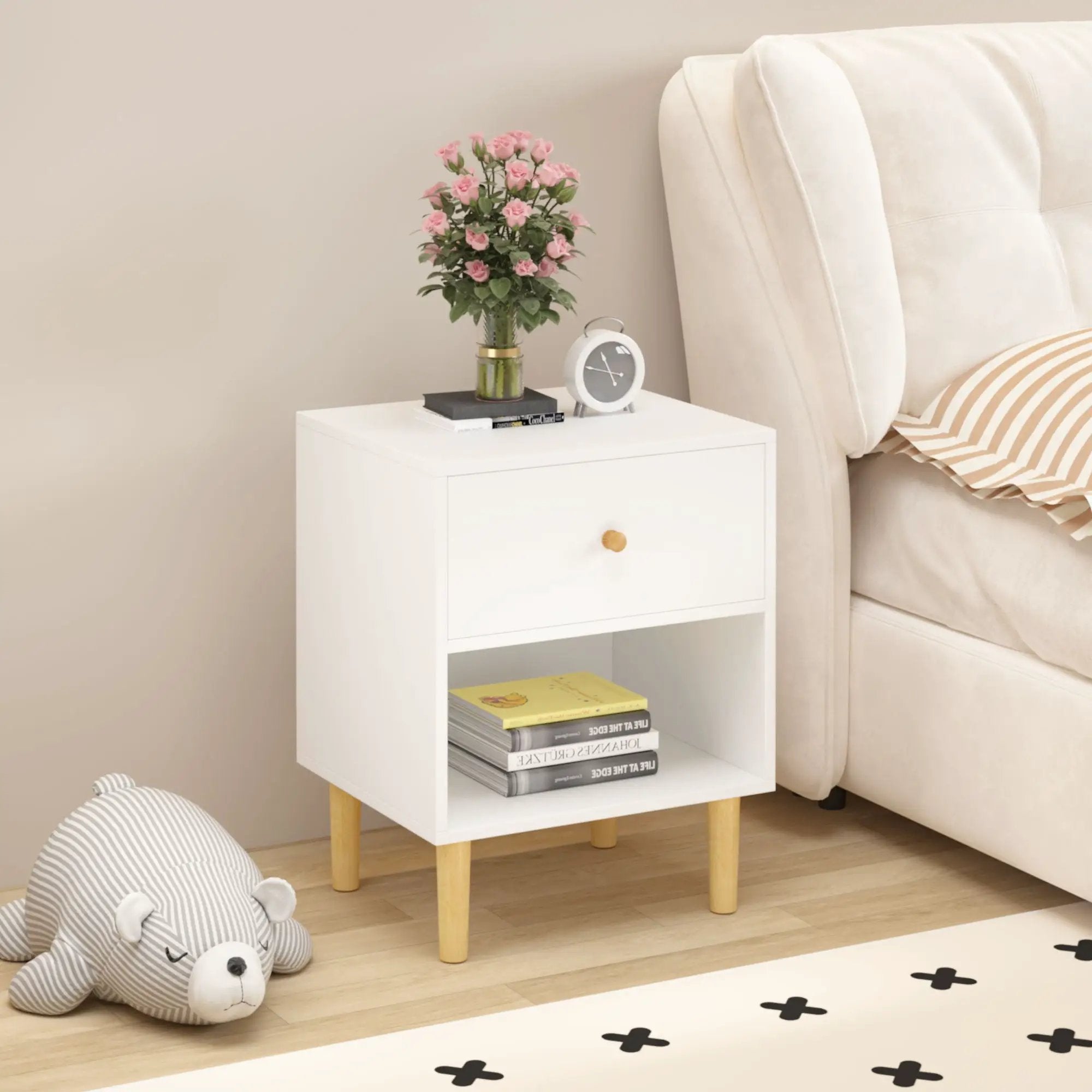 Nightstand With 1 Drawer And 1 Shelf - White by Unique Piece Furniture