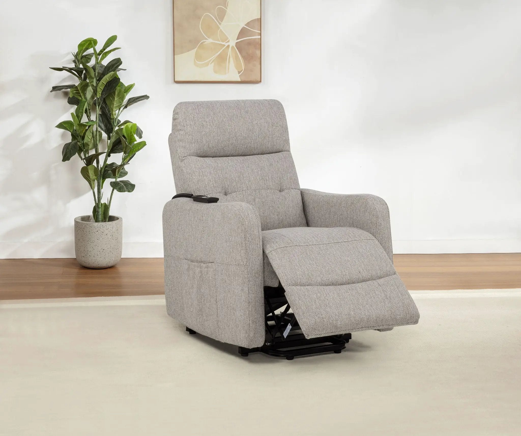 Dayes Upholstered Power Lift Recliner Chair Taupe by Unique Piece Furniture