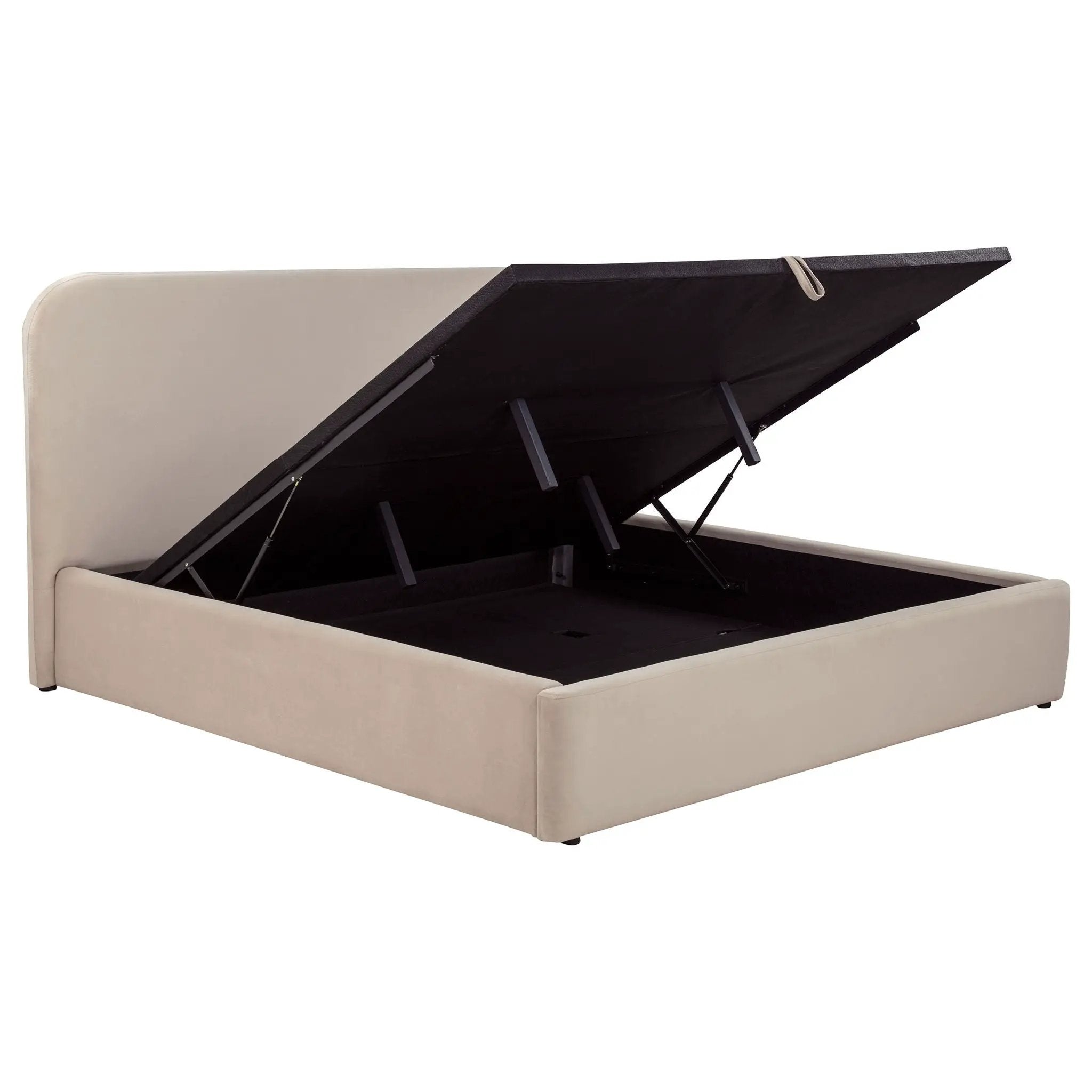 Anders Upholstered Eastern King Storage Lift Platform Bed Beige by Unique Piece Furniture