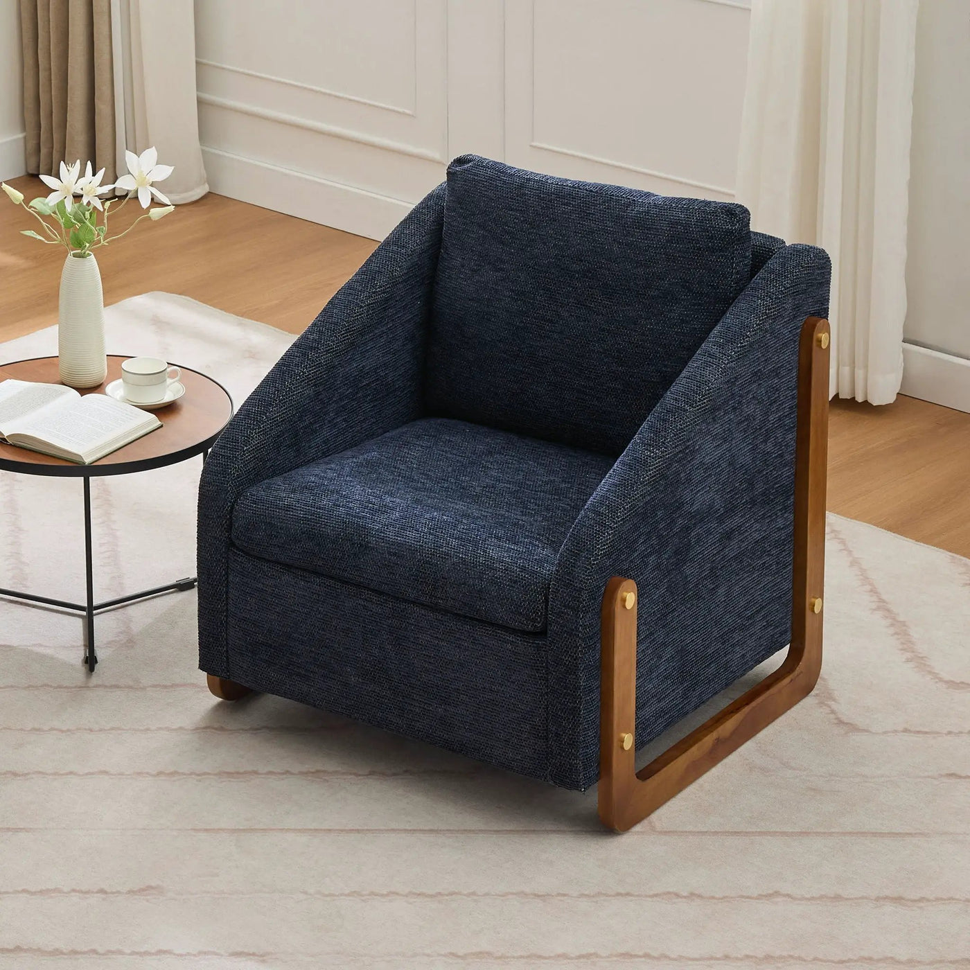 Modern Upholstered Armchair With Wooden Side Frame by HouseOfZazla