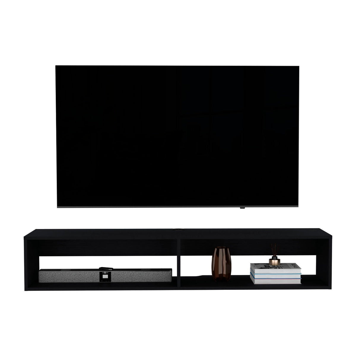 Moore Floating TV Stand with Cable Management - Light Brown, Black, or White, photo 11 of 12