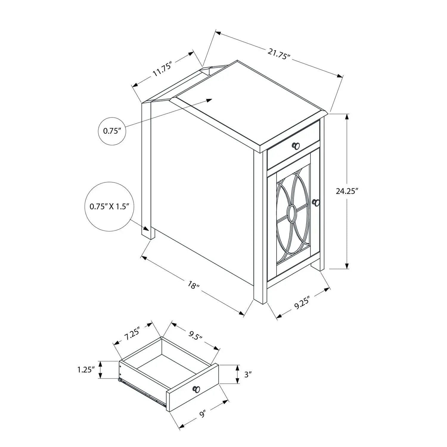 Accent Side Table, Storage Drawer, Traditional - Taupe by Unique Piece Furniture