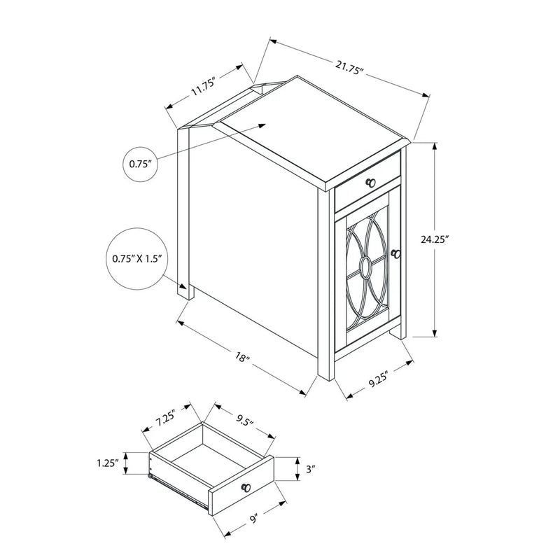 Accent Side Table, Storage Drawer, Traditional - Taupe by Unique Piece Furniture