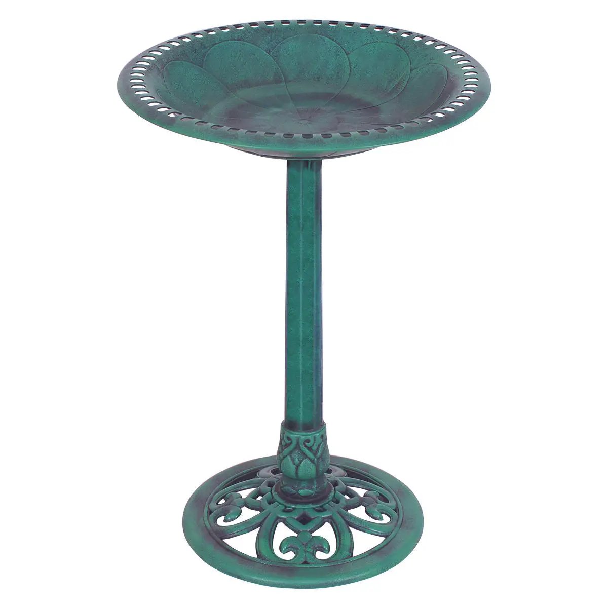 Outdoor Garden Green Pedestal Bird Bath Feeder by DirectDeals