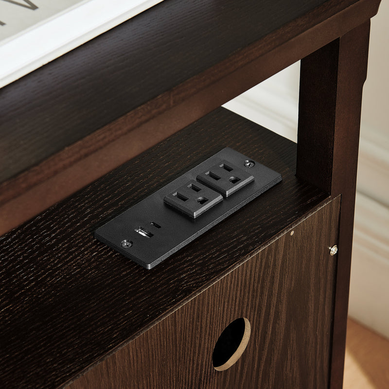 Wooden Bedside Nightstand with Open Cubby & 2 Storage Drawers, photo 5 of 10
