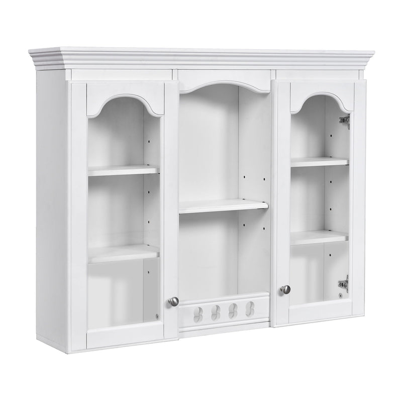 Wall-Mounted Medicine Cabinet with 2 Glass Doors and Adjustable Shelves - White