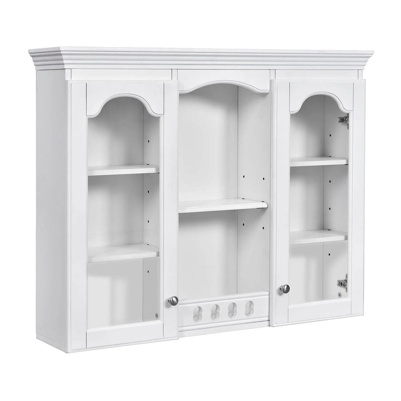 Wall-Mounted Medicine Cabinet With 2 Glass Doors, Adjustable Shelves - White by HouseOfZazla