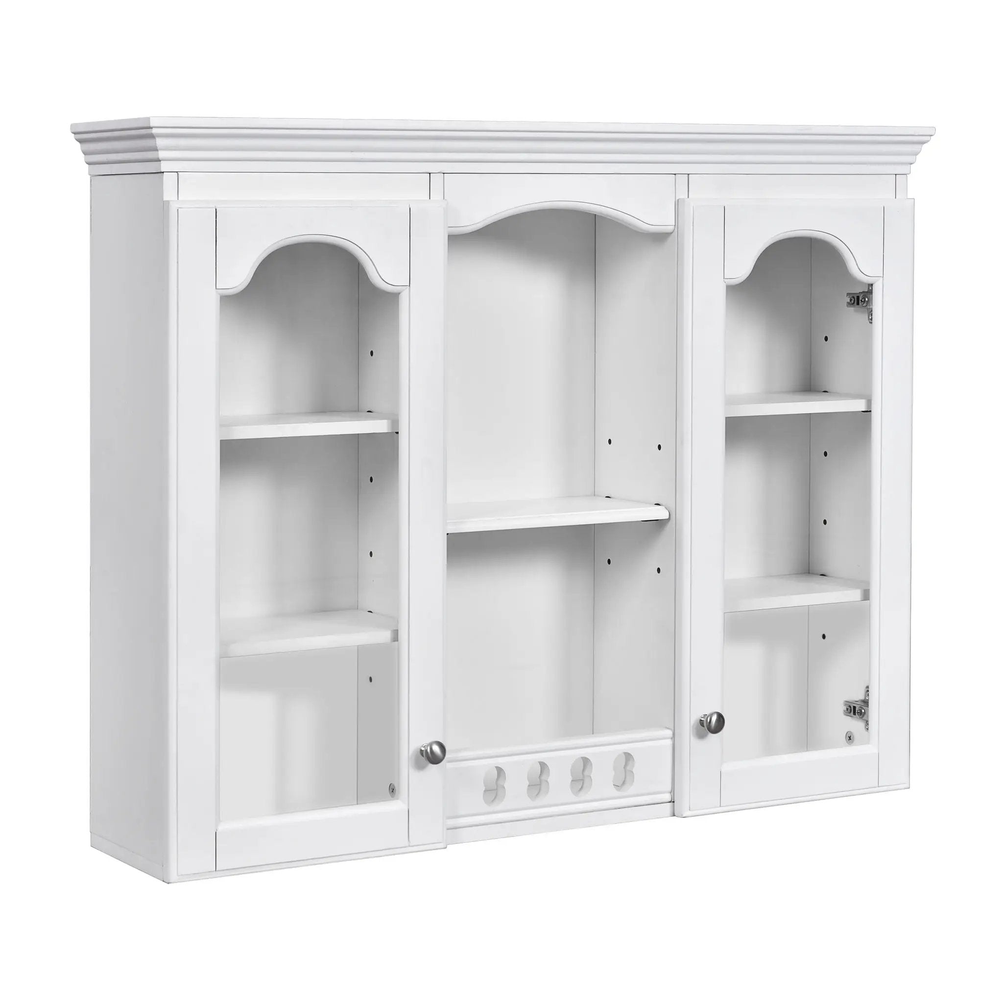 Wall-Mounted Medicine Cabinet With 2 Glass Doors, Adjustable Shelves - White by Unique Piece Furniture
