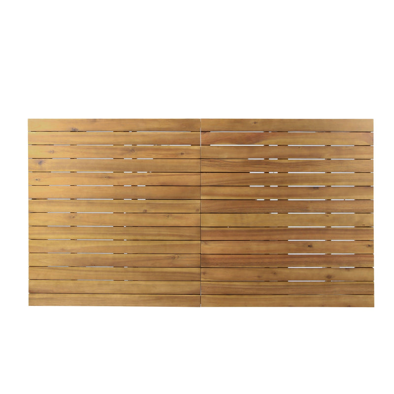 Wilson Expandable Dining Table With Slat Design - Teak Acacia Wood by HouseOfZazla