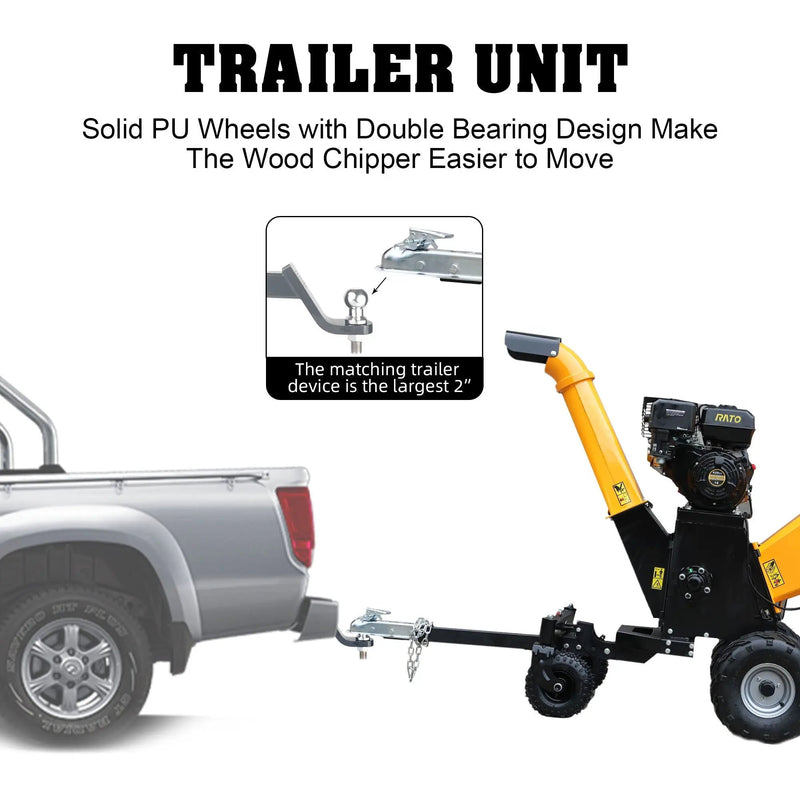 6'' 420Cc 15Hp Pull Start Gas Powered 4 - Wheels Chipper Shredder Mulcher With Towbar / Stop Bar - Yellow by HouseOfZazla