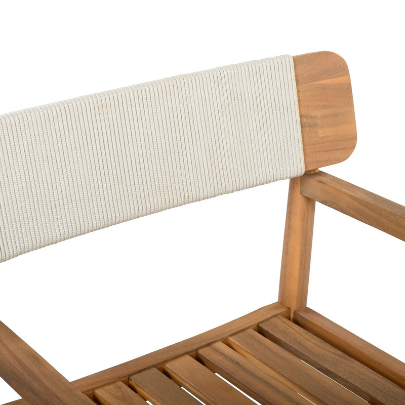 Creative Braided Acacia Wood Outdoor Dining Chairs with Armrests (Set of 2) - Teak / White by HouseOfZazla