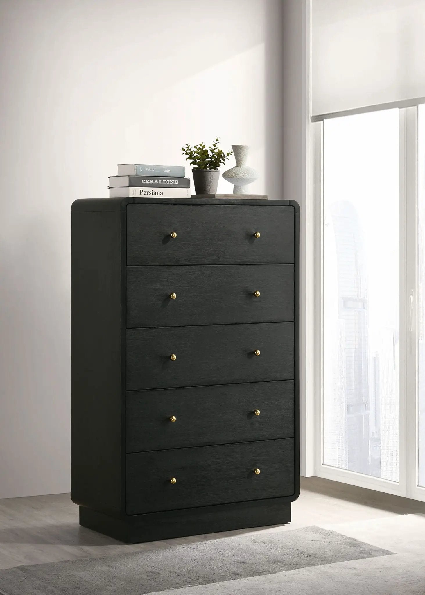 Cavelle 5-drawer Chest of Drawers Black by Unique Piece Furniture