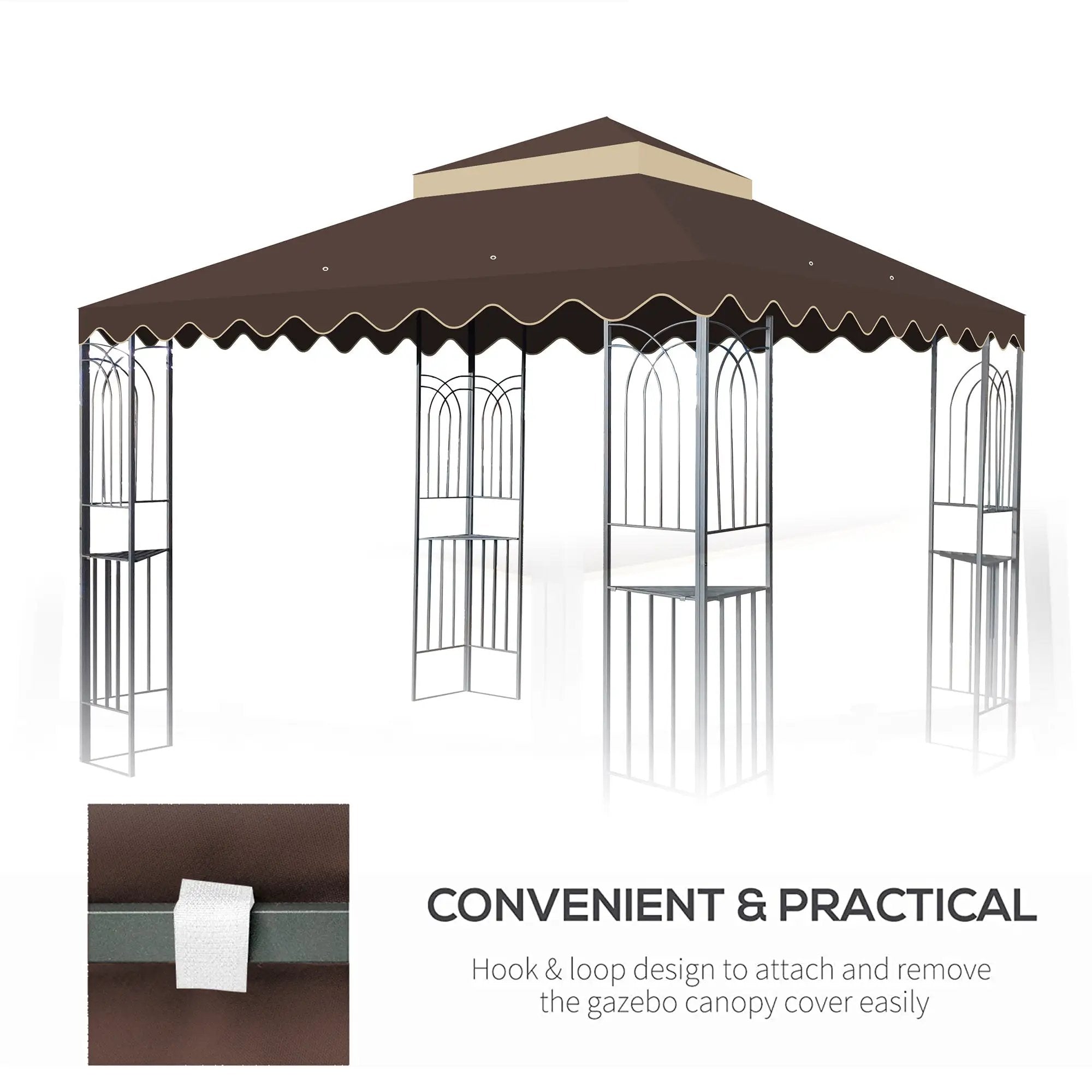 10x10 Ft Outdoor Patio Gazebo Replacement Canopy - Brown by HouseOfZazla