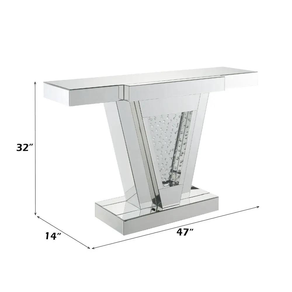 Nysa - 32"H Console Table - Mirrored & Faux Crystals by Unique Piece Furniture