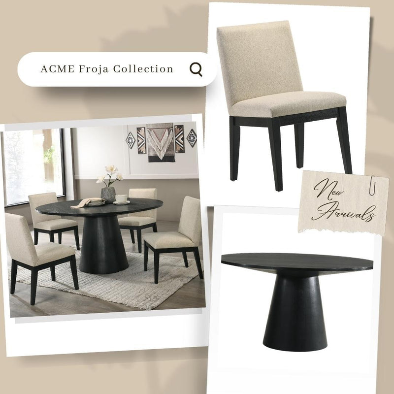 Froja - 5 Pieces Dining Room Set - Beige / Black by HouseOfZazla