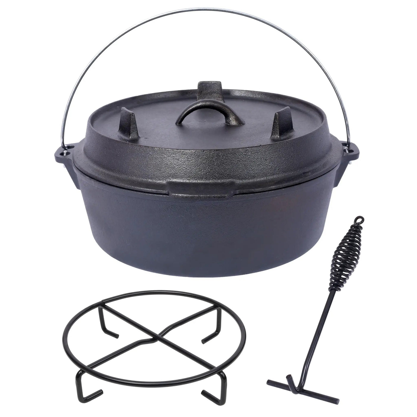 Pre-Seasoned Cast Dutch Oven with Skillet Lid and Pot Rack by HouseOfZazla
