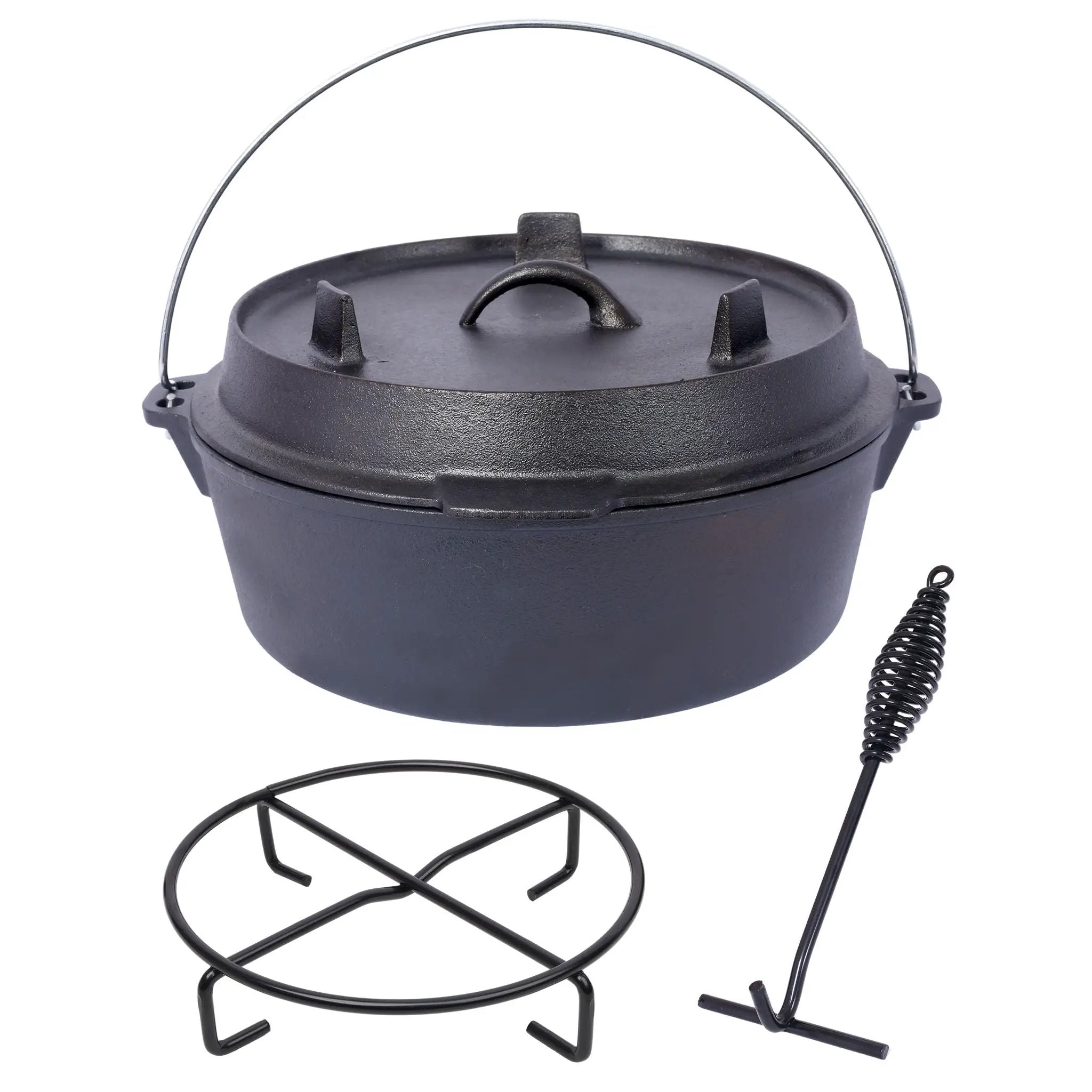 Pre-Seasoned Cast Dutch Oven with Skillet Lid and Pot Rack by HouseOfZazla