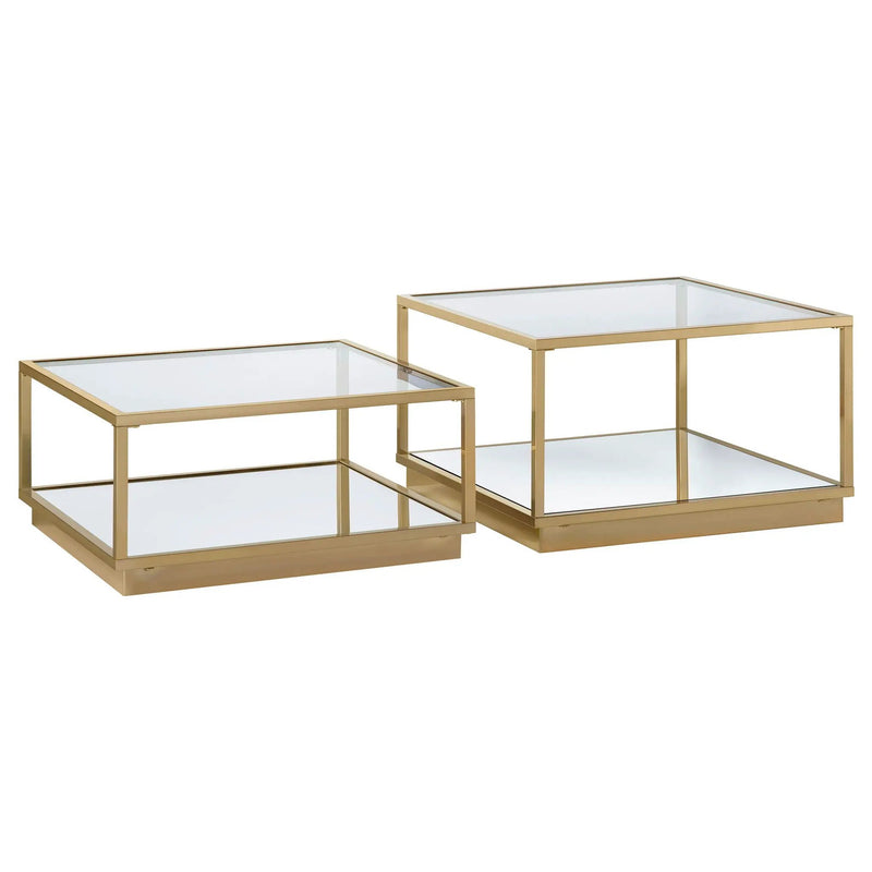 Renee 2-piece Square Coffee Table Set Rose Brass by Unique Piece Furniture