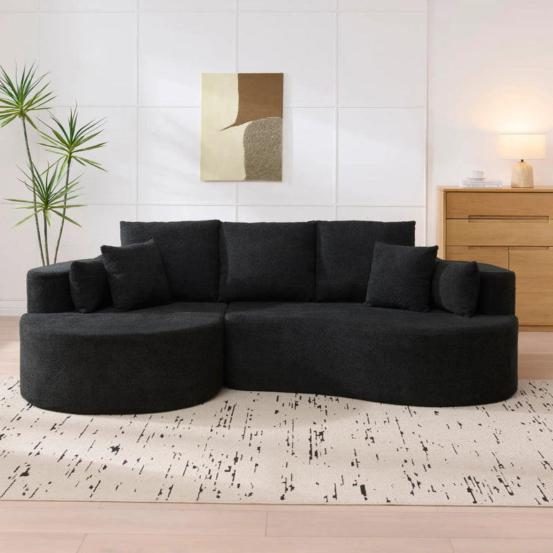 106 in. 2-Piece Fabric Cloud Curved Sectional Boucle Sofa with Chaise Lounge by HouseOfZazla