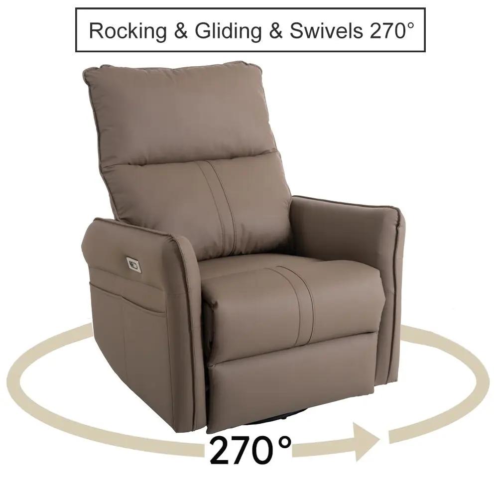 29.92" 270 Power Swivel Rocker Recliner Chair, Electric Glider Reclining Sofa With USB Ports, Power Swivel Glider, Rocking Chair Nursery Recliners For Living Room Bedroom by HouseOfZazla