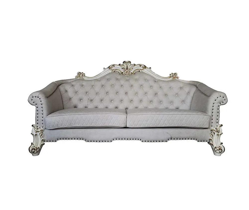 Vendome II - Sofa With 6 Pillows - Two Tone Ivory Fabric & Antique Pearl by Unique Piece Furniture
