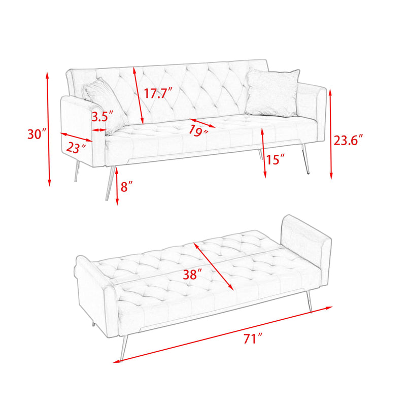 71-inch Foldable Double Sofa with American Retro Style by HouseOfZazla