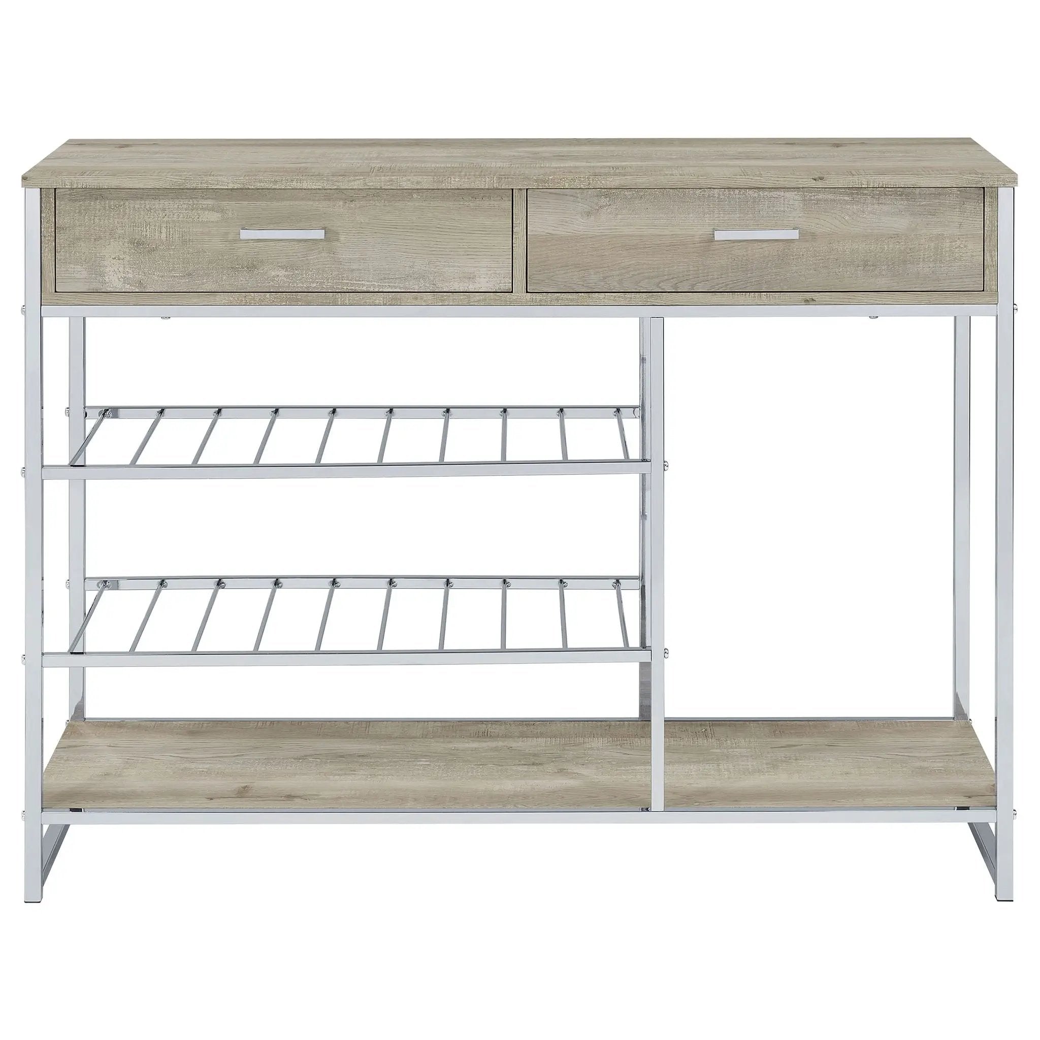 Ethel - 2 Drawer Home Bar Storage With Wine Rack - Oak by HouseOfZazla