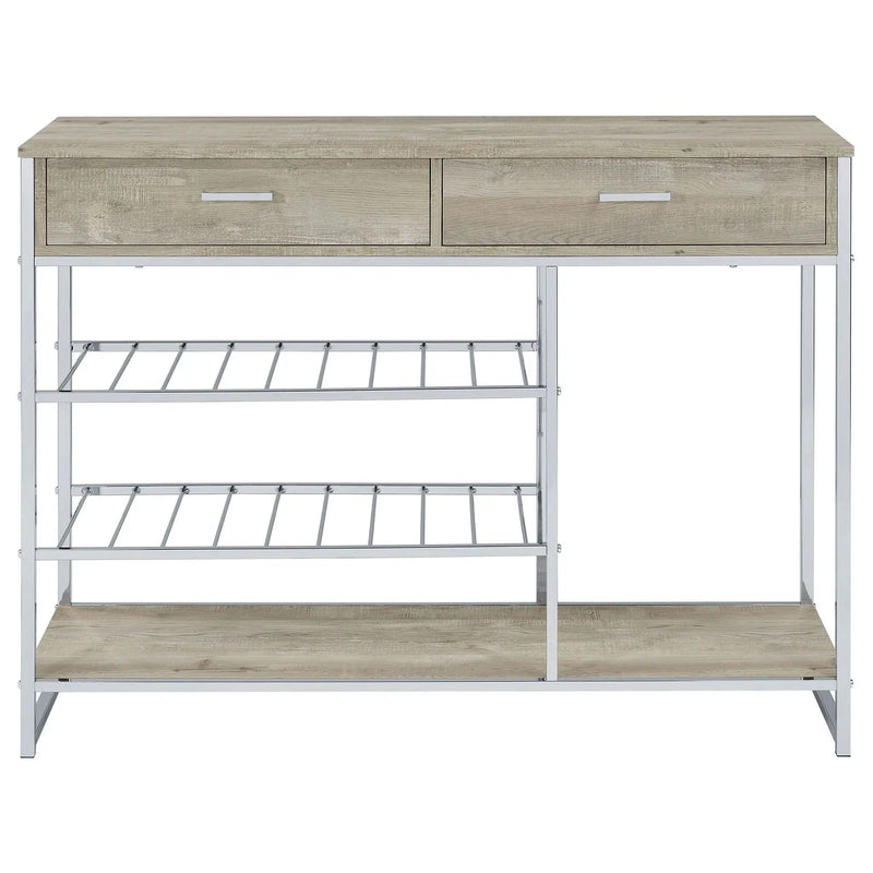 Ethel - 2 Drawer Home Bar Storage With Wine Rack - Oak by HouseOfZazla