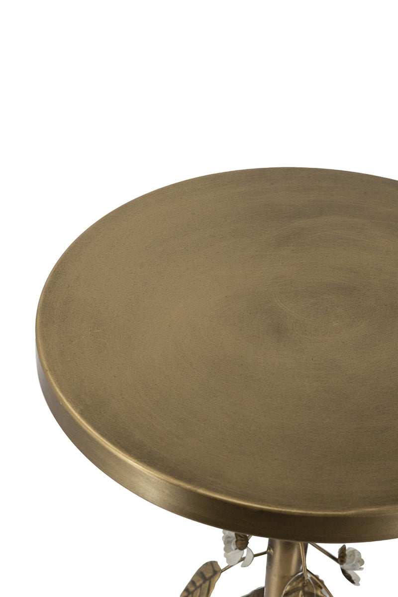 Round Iron Side Table with Botanical Details, photo 6 of 10