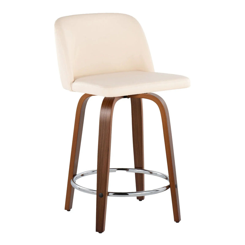 Toriano - Mid Century Modern Fixed Height Counter Stool With Swivel With Round Footrest (Set of 2) by HouseOfZazla
