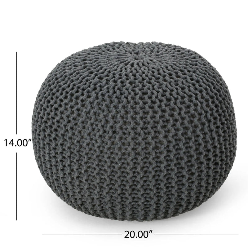 Bordeaux - Knitted Round Pouf, Versatile Ottoman And Floor Cushion by Unique Piece Furniture