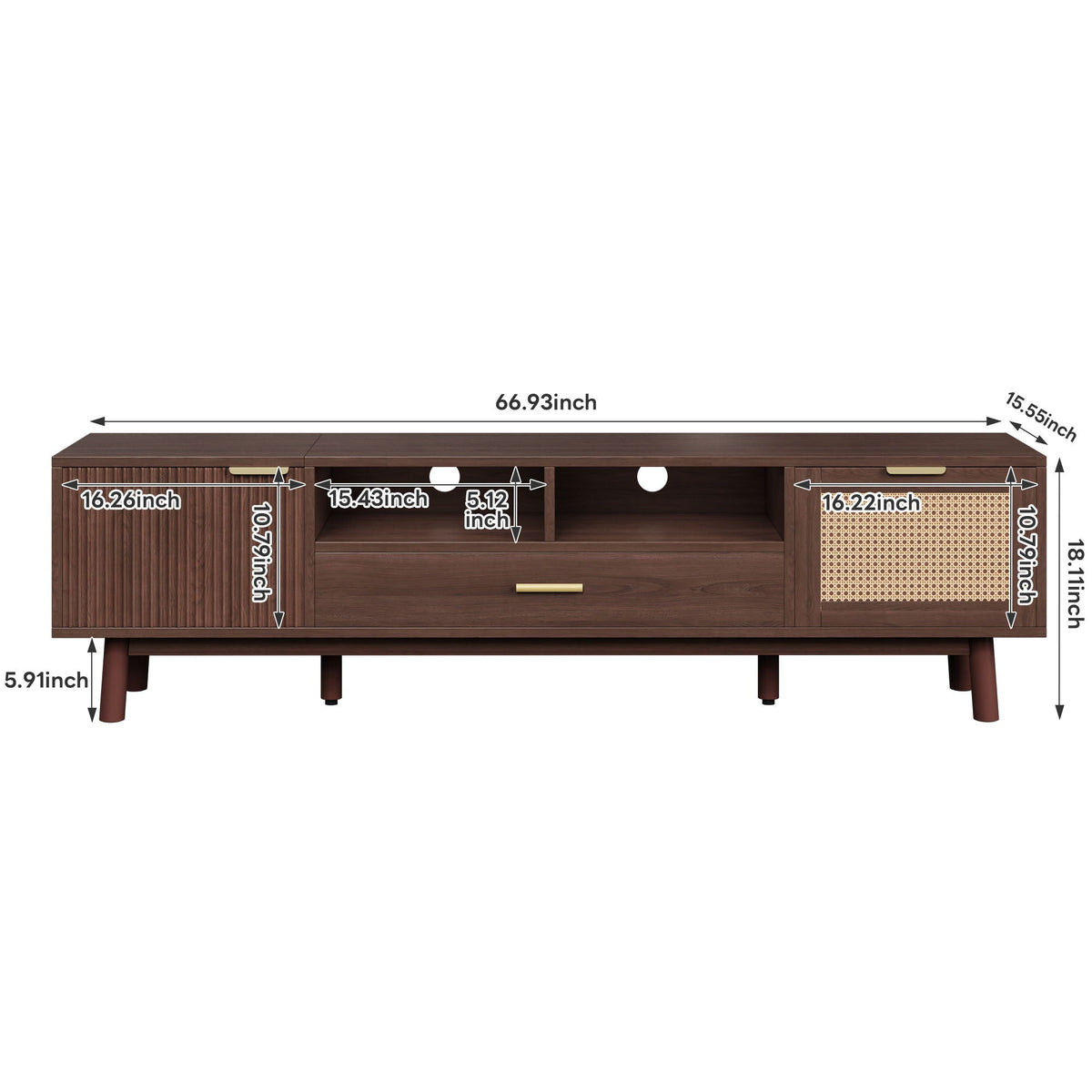 TV Stand for 75" TVs with Soft-Closing Doors - Dark Brown, photo 4 of 4