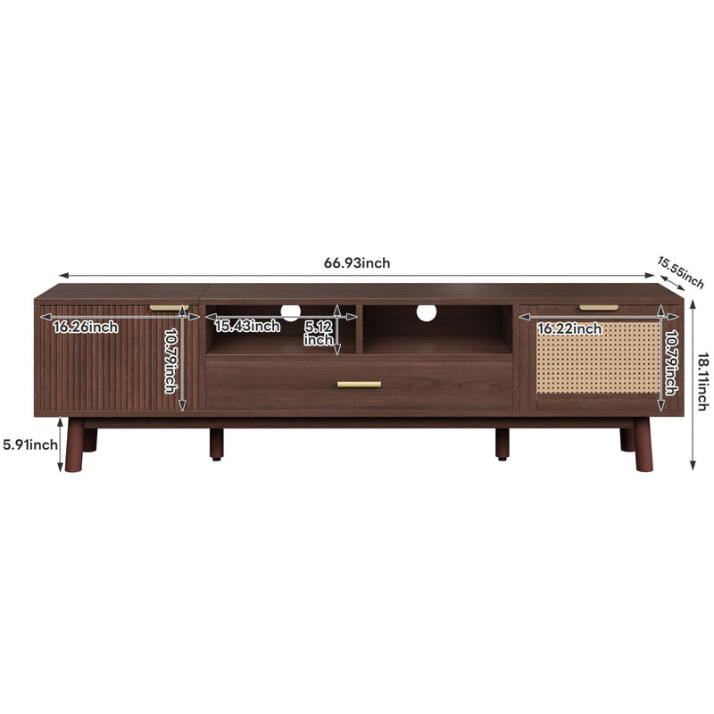 TV Stand for 75" TVs with Soft-Closing Doors - Dark Brown, photo 4 of 4