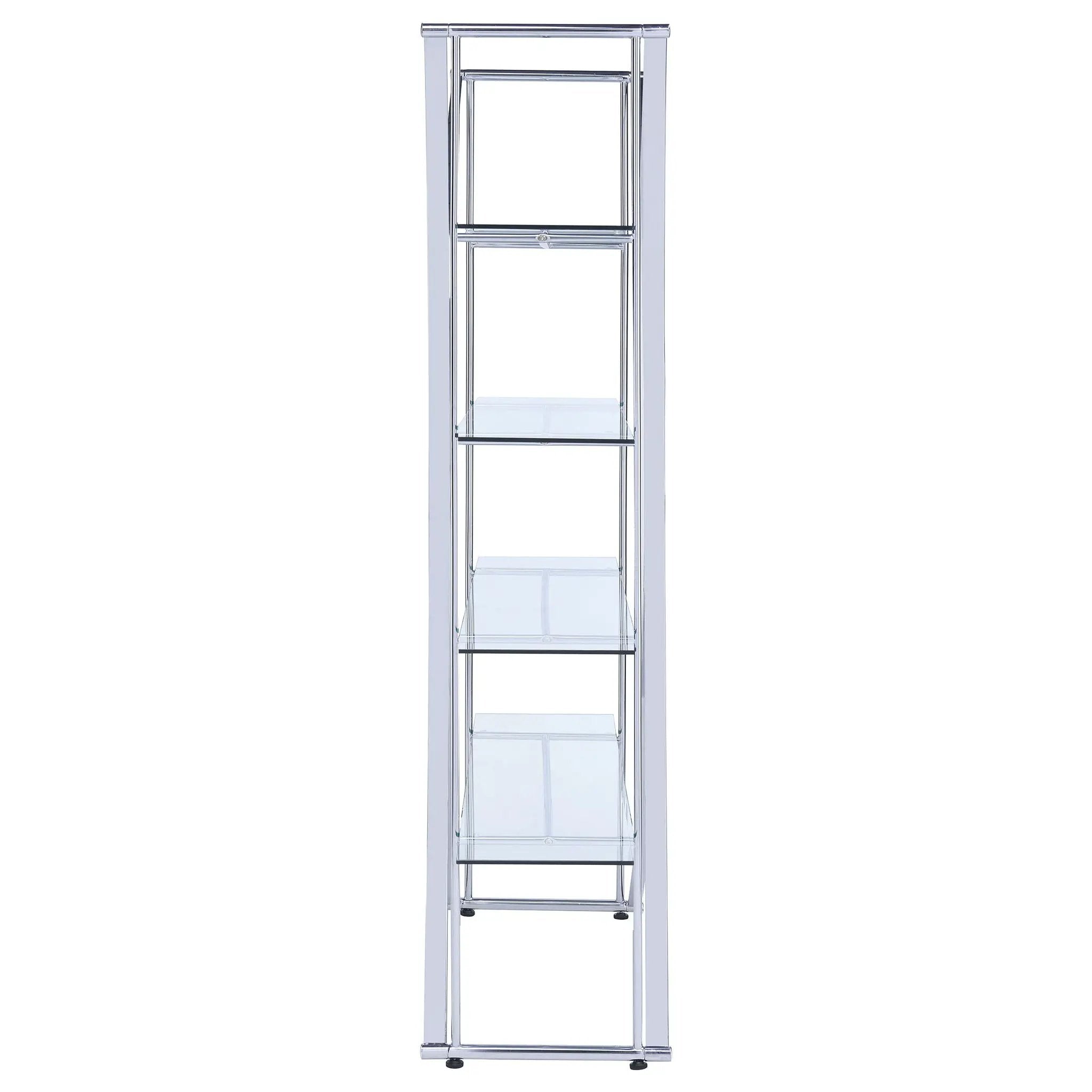 Larson 73-inch 4-shelf Glass Bookshelf Chrome by Unique Piece Furniture