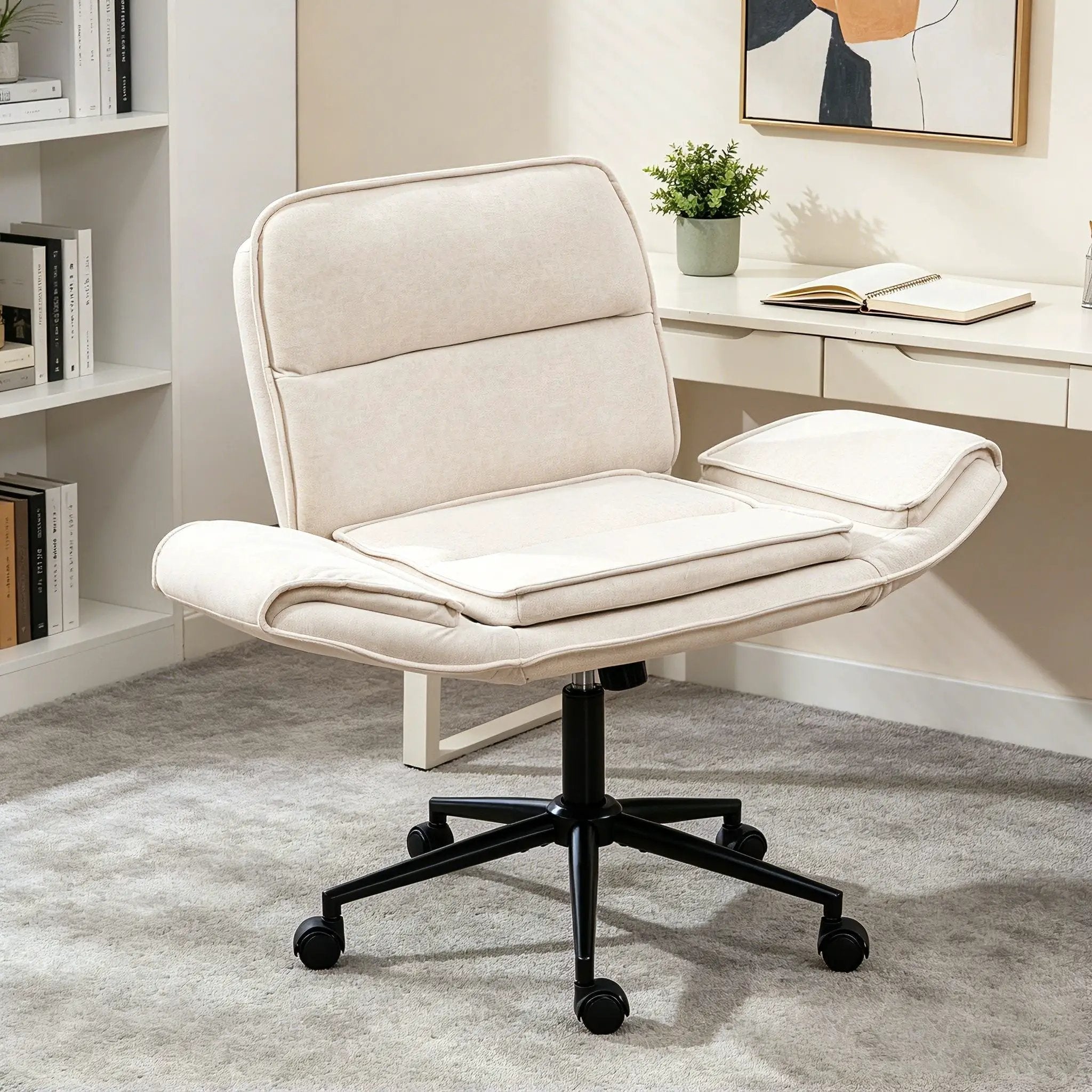 Criss Cross Swivel Desk Chair With Adjustable Armrests & Wheels For Home Office by HouseOfZazla