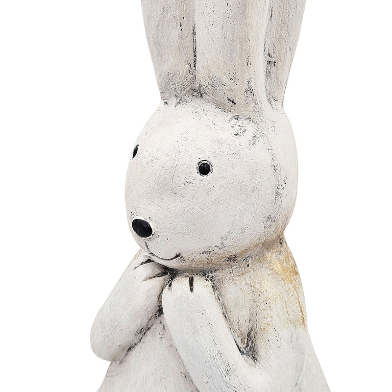 Textured Bunny Figurine with Iron Construction - White, photo 8 of 10