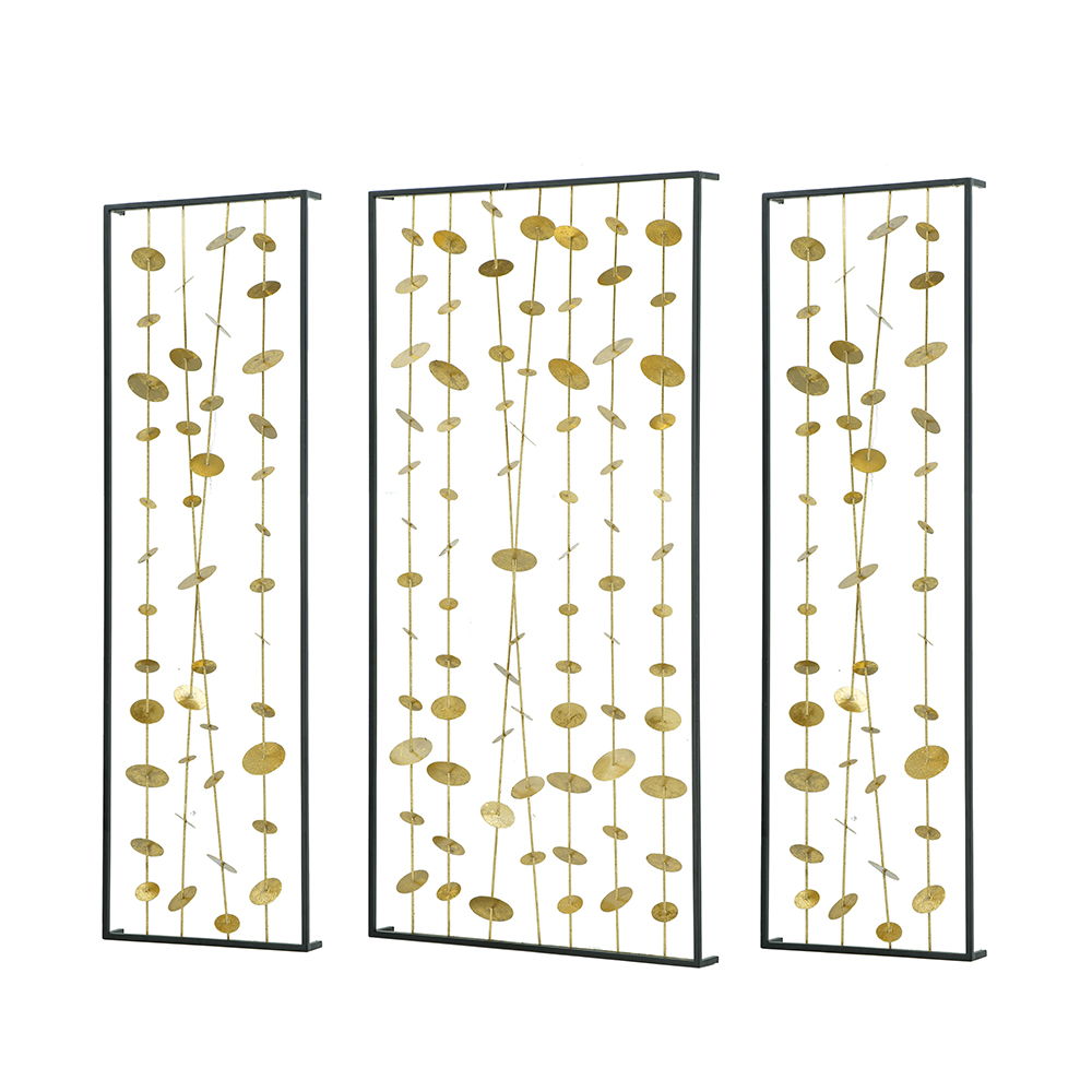 Metal Decorative Wall Art with Frame - Set of 3 - Gold, photo 11 of 11