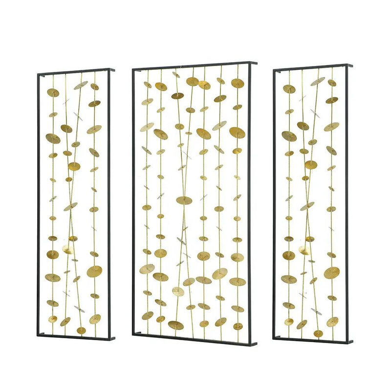Metal Decorative Wall Art With Frame, Wall Decor For Living Room (Set of 3) - Gold by HouseOfZazla