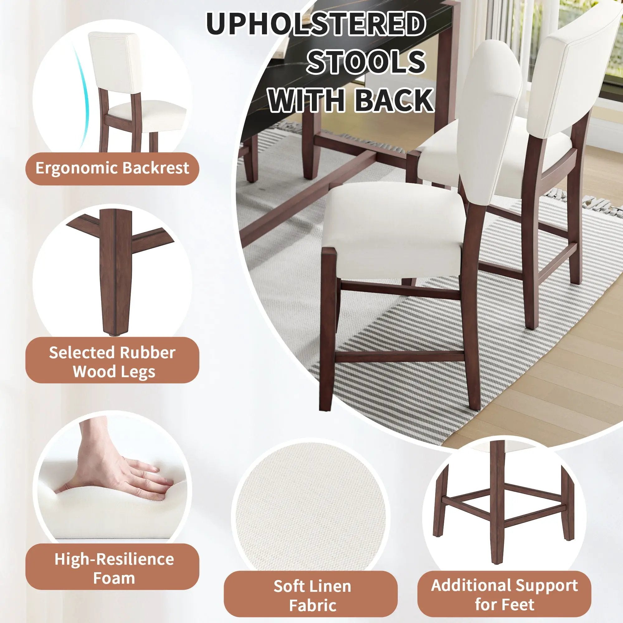 5 Piece Counter Height Dining Set, Bar Table With 4 Upholstered Chairs by Unique Piece Furniture