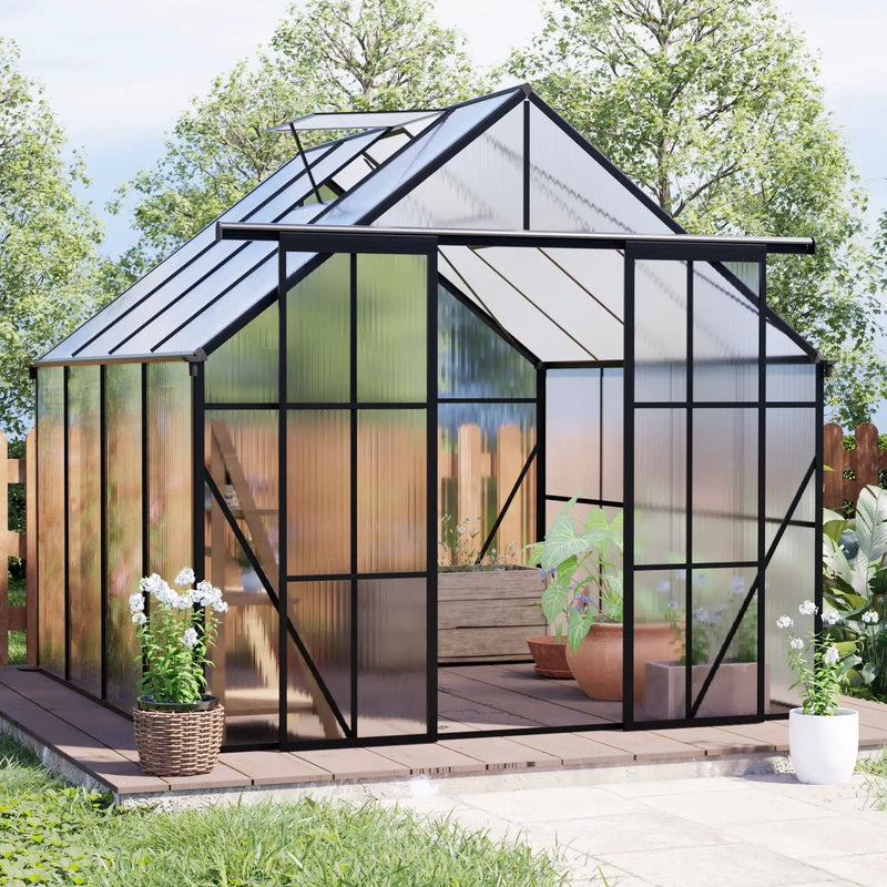 Double Door Polycarbonate house Raised Base And Anchor Aluminum Heavy Duty Walk In houses For Outdoor Backyard In All Season by HouseOfZazla