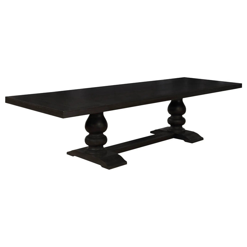 Phelps 123-inch Extension Leaf Dining Table Distressed Noir by Unique Piece Furniture