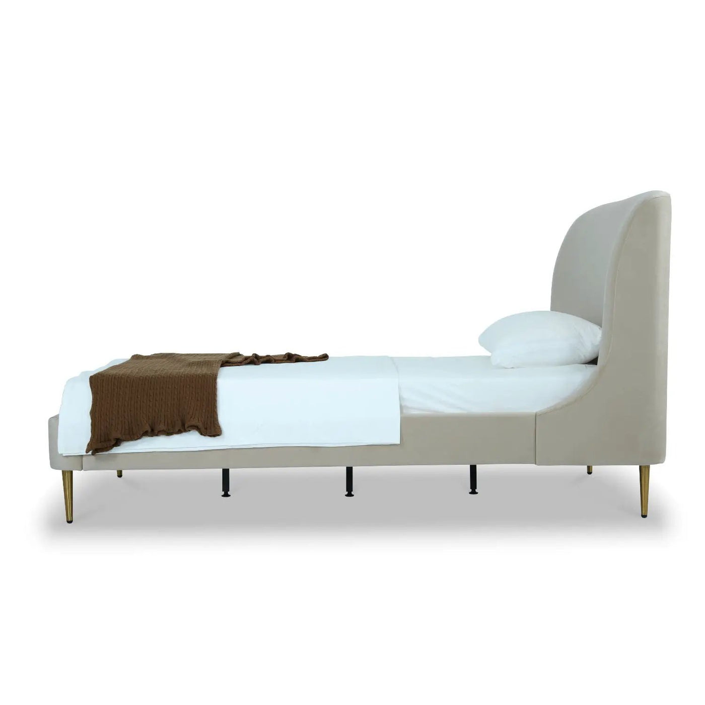 Mid-Century Modern Upholstered Bed With Curved Headboard by HouseOfZazla
