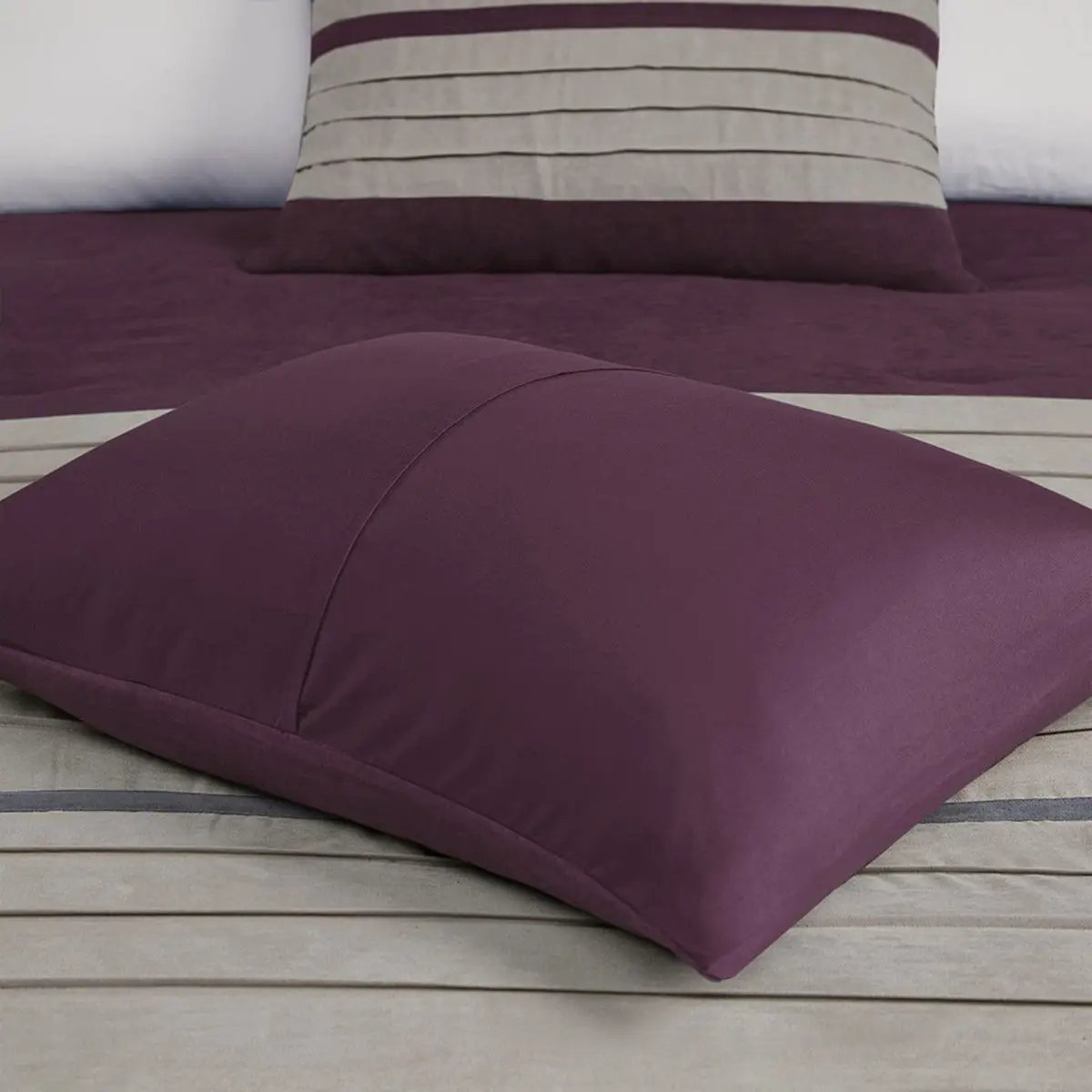 7 Piece Faux Suede Comforter Set Purple Queen by HouseOfZazla