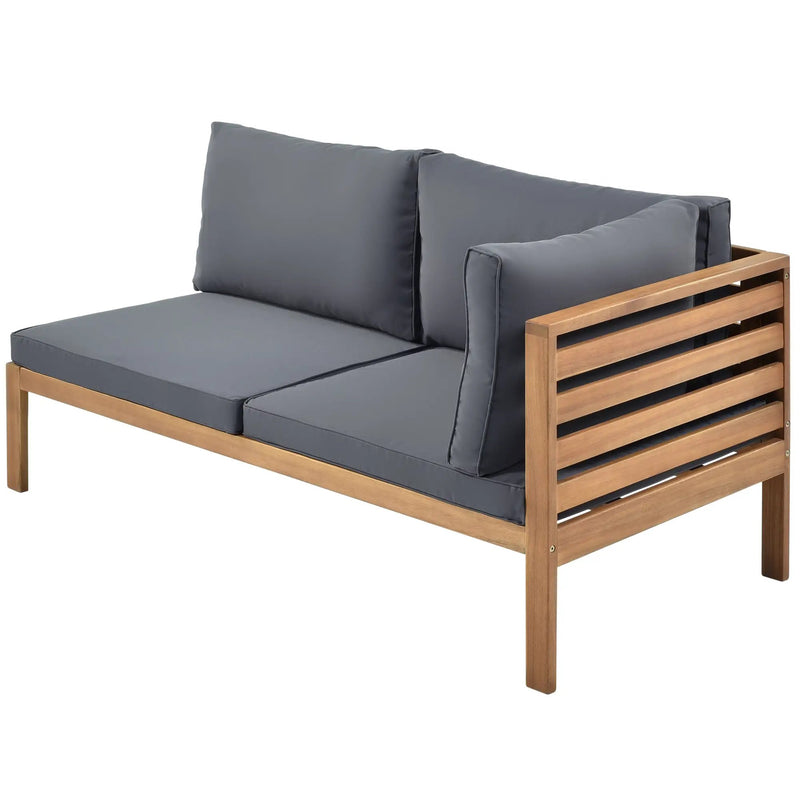 Wood Structure Outdoor Sofa Set with Gray Cushions by HouseOfZazla